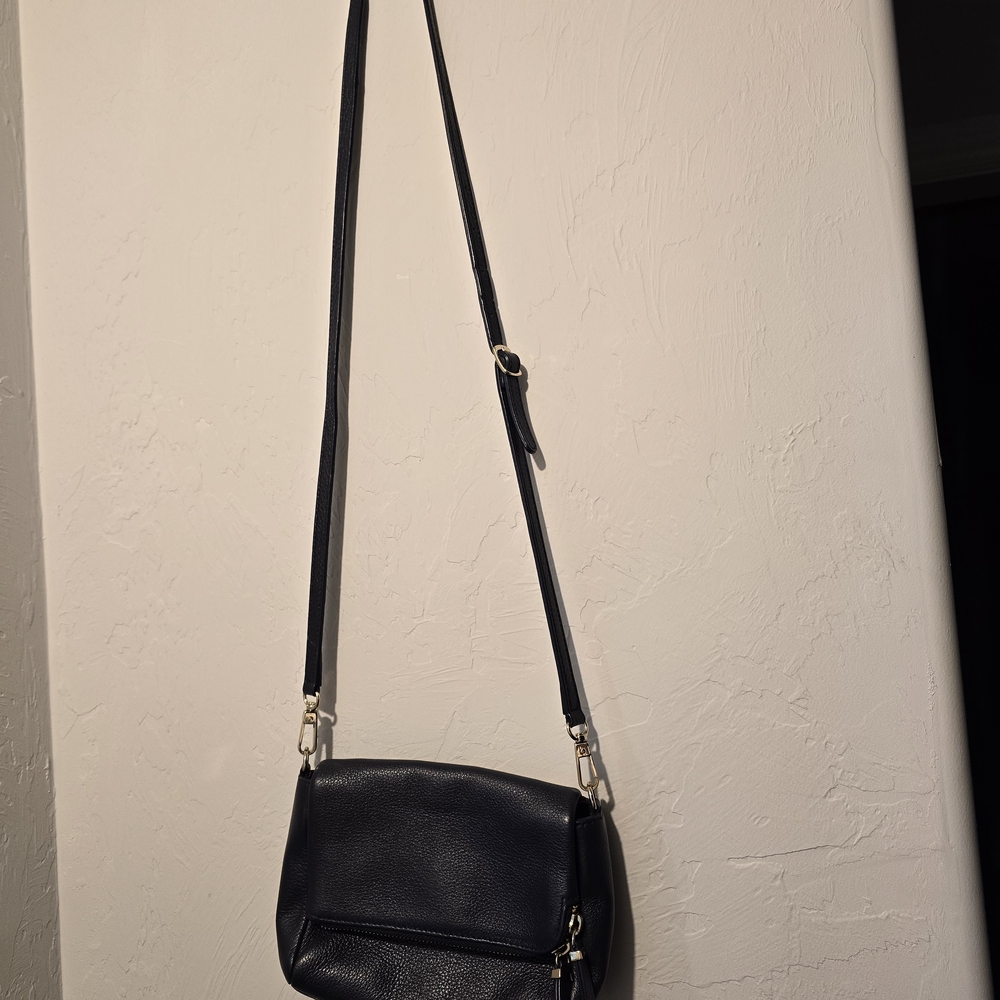 Talbots Elegant Navy Leather Crossbody Bag
